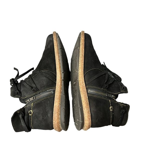 Born Women's TARKILN Suede Leather Bootie Black Distressed Size 8.5 Euro 40 - Picture 8 of 11